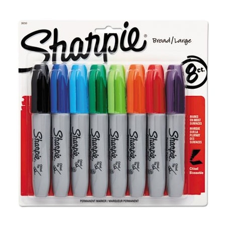 Sanford Sharpie, CHISEL TIP PERMANENT MARKER, MEDIUM, ASSORTED COLORS, 8 Pieces 38250PP